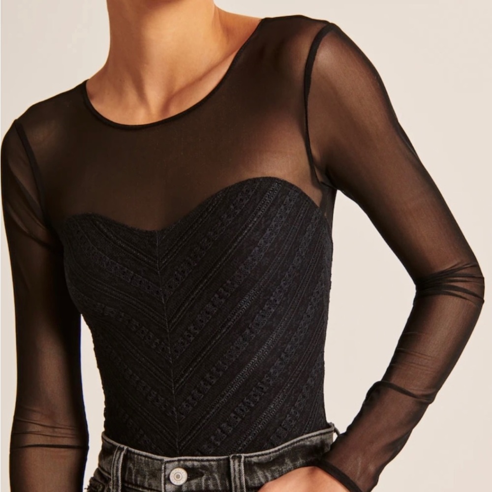 Abercrombie & Fitch Mesh and Lace Seamless Bodysuit